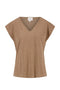 Zusss Top Slub V-Hals Met Zak - Taupe