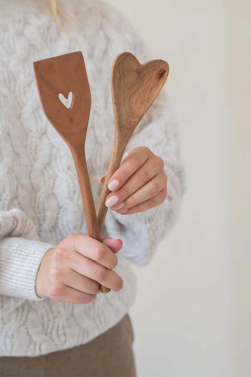 Zusss Houten Spatel Hartje - Donkerbruin