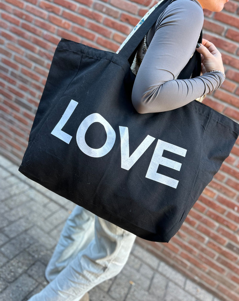 LUV Shopper LOVE - Zwart/Wit