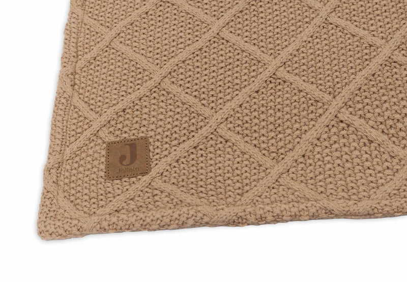 Jollein - Deken Ledikant 100x150cm - Check Knit Biscuit/Teddy Fleece