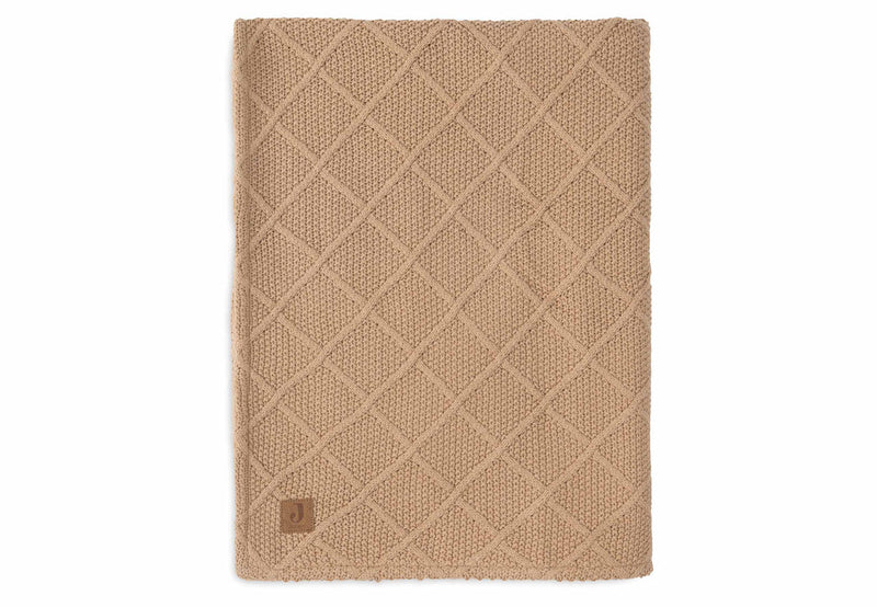 Jollein - Deken Ledikant 100x150cm - Check Knit Biscuit/Teddy Fleece