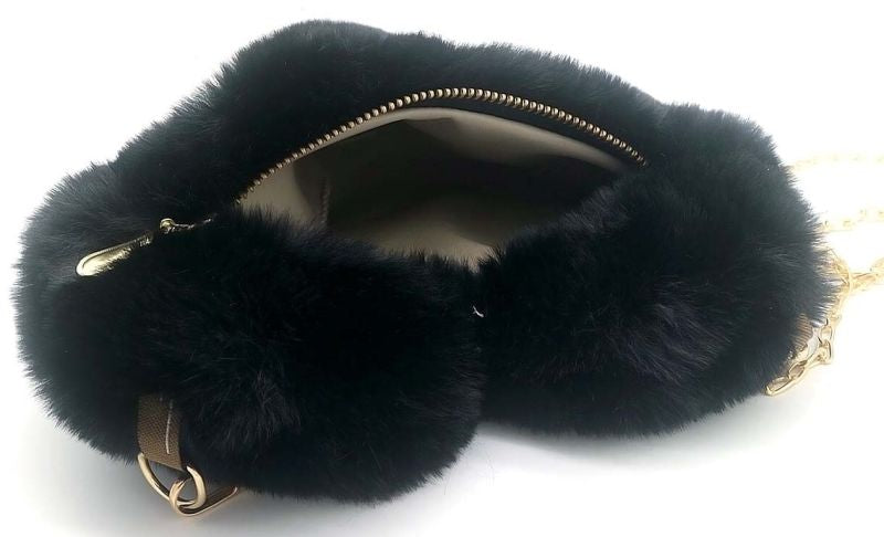 Fluffy Tas in vorm van een Hart met goudkleurig ketting / hengsel