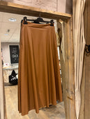 Rok A-lijn in leatherlook - Camel - Maat S/M