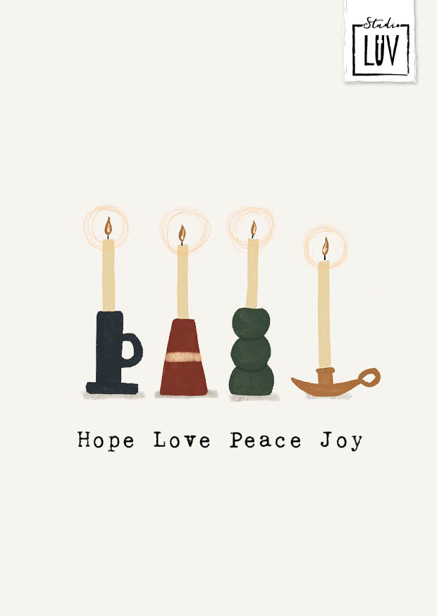 Studio LUV Kerstkaart - Hope Love Peace Joy