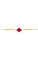 Zusss Fijne Armband met bloem - Roze Rood