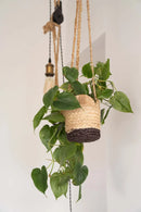 Zusss Planten Hangmand Ø12cm - Jute Bruin/Zwart