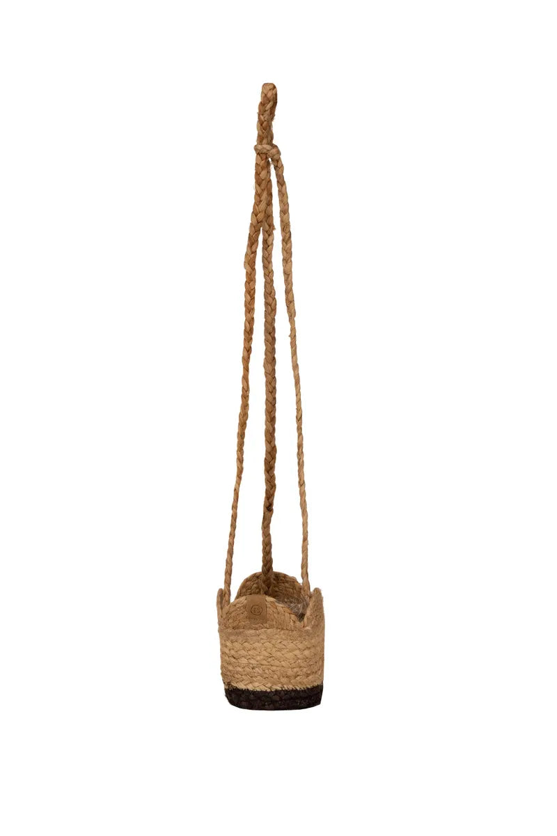 Zusss Planten Hangmand Ø12cm - Jute Bruin/Zwart