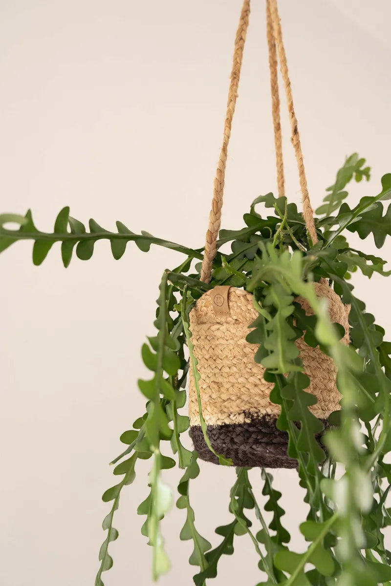 Zusss Planten Hangmand Ø16cm - Jute Bruin/Zwart