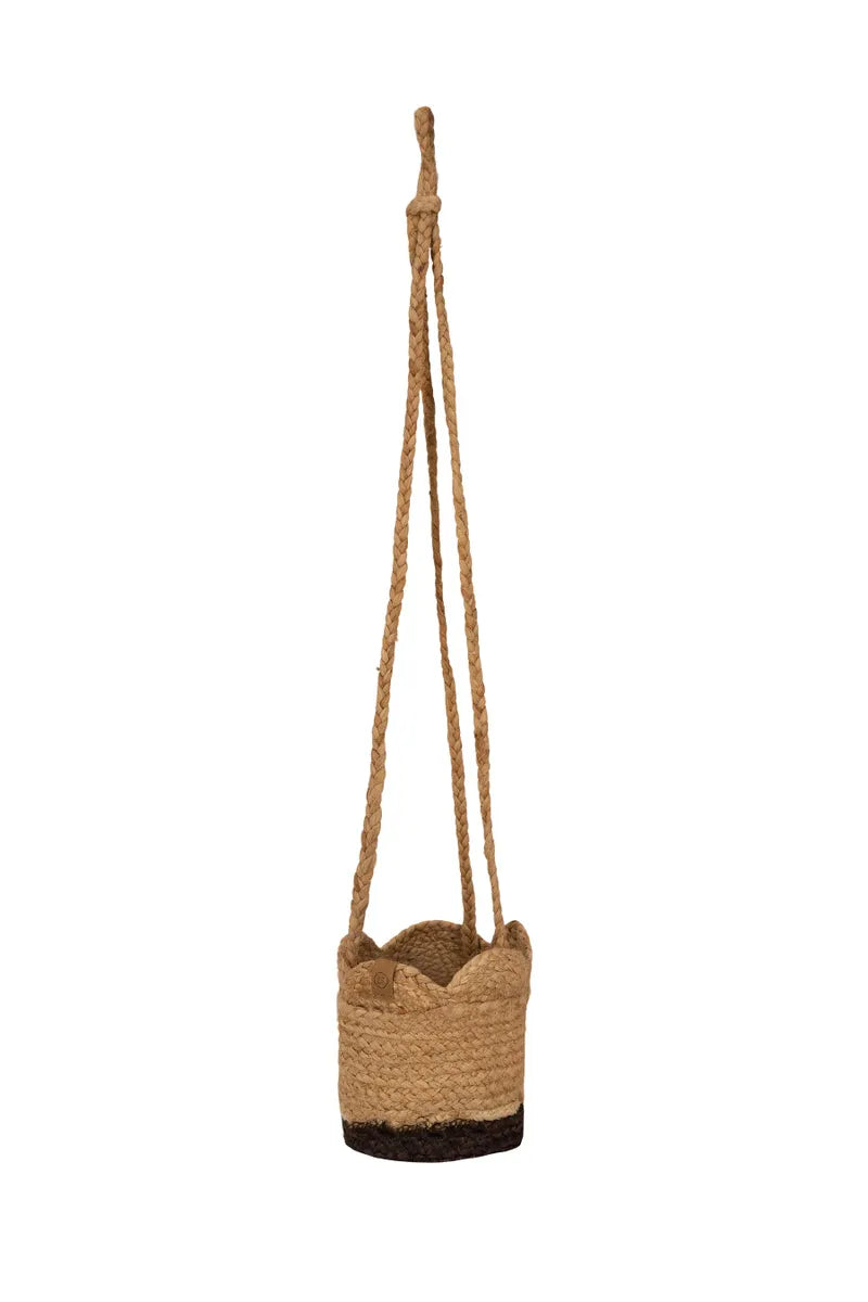 Zusss Planten Hangmand Ø16cm - Jute Bruin/Zwart