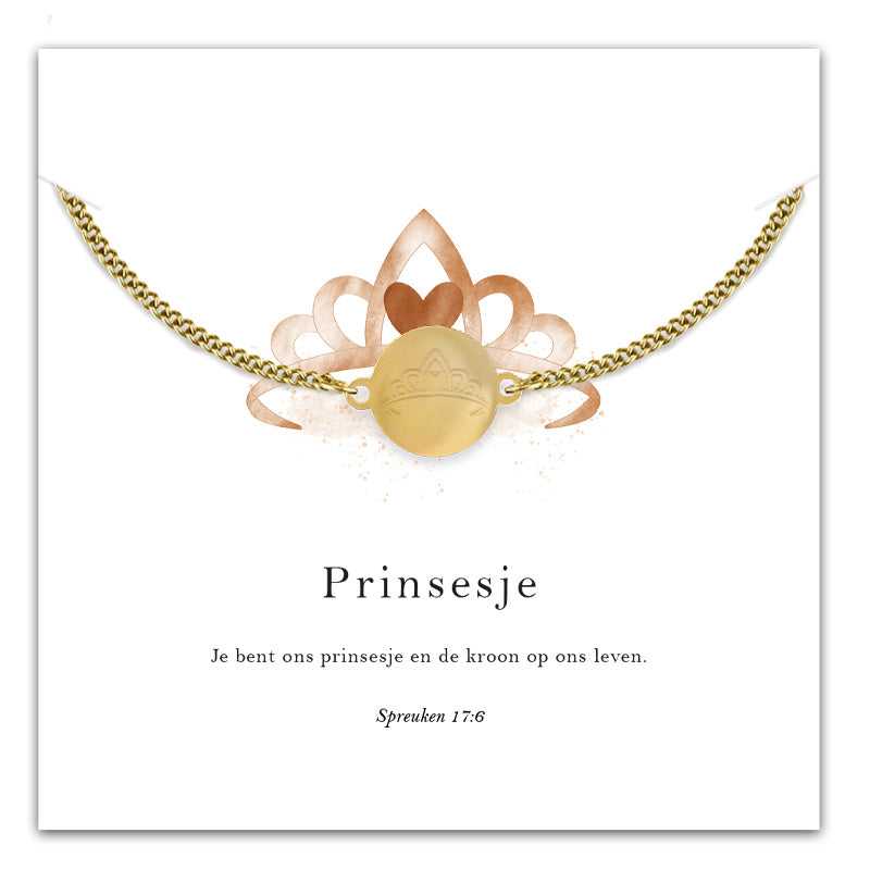 Christelijke Gouden Kinderarmband – Prinsesje – Spreuken 17:6