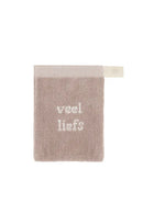 Zusss set van 2 washandjes veel liefs - off white/ leem